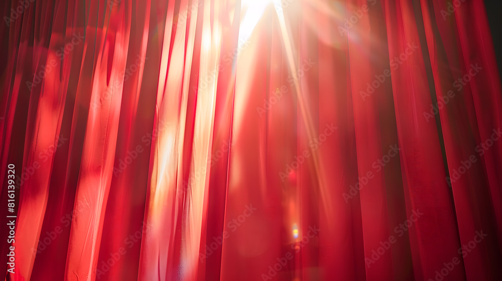 Poster red curtains on a small theater with a spotlight to the anticipation of the show : generative ai