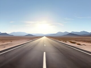 Fototapeta premium Desert road and mountains landscape 