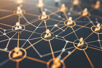 A network of people connected by lines and circles