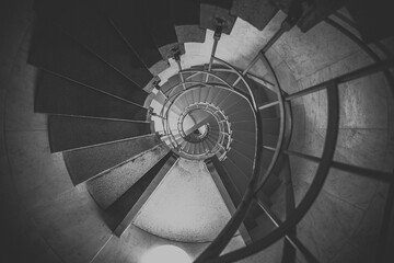 Spiral Staircase Siegessäule Berlin Germany Black and White Abstract Architecture