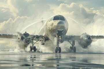 Fototapeta premium Airplane Deicing Procedure