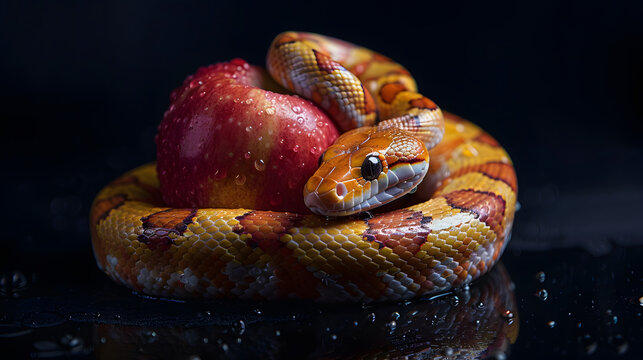 background snake animal with apple