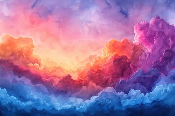 watercolor and pastel clouds background, soft colors