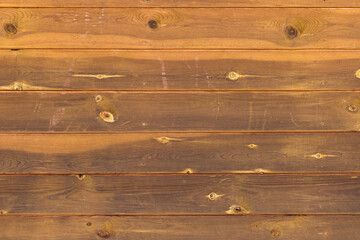 Grungy yellow brown wooden wall, front view, background texture