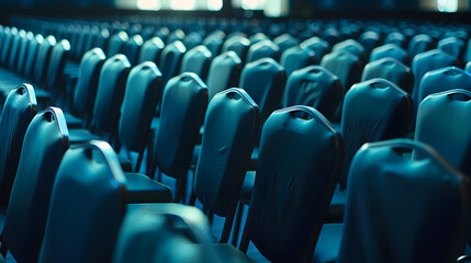 Obraz premium Rows of empty chairs in large Conference hall for Corporate Convention or Lecture : Generative AI