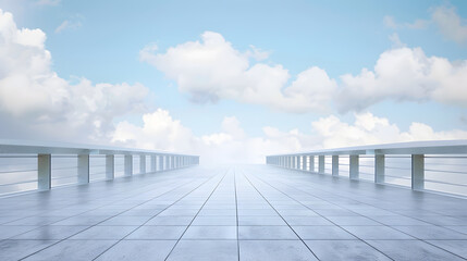 Empty square floor and bridge with sky cloud background : Generative AI