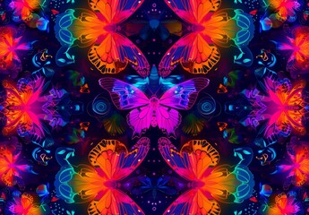 A magnificent abstract wallpaper featuring a kaleidoscopic pattern of butterflies, ideal for a best-seller background