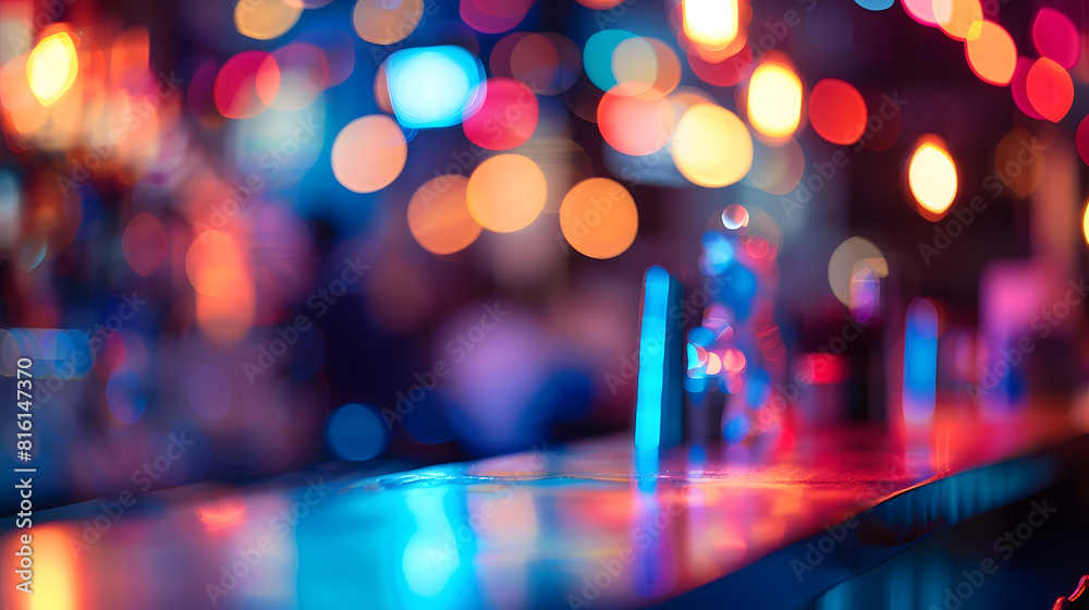 Poster abstract blur and defocused night bar and restaurant for background : generative ai