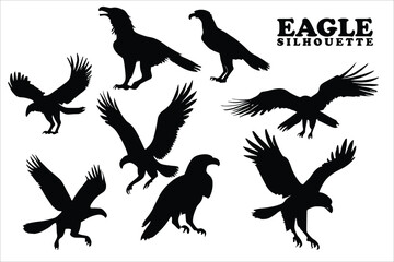 Eagle silhouette collection. Set of black Eagle silhouette. Eagle silhouette set.