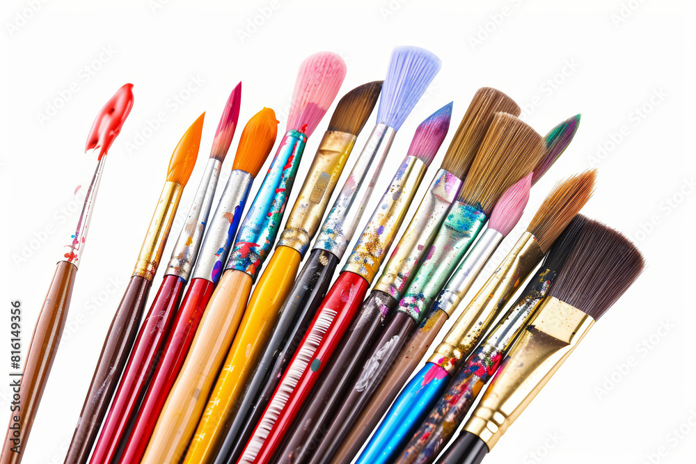 Canvas Prints a colorful palette of paintbrushes isolated on a plain white background, separated from the environm