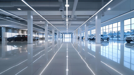 Obraz premium Interior of empty car dealership : Generative AI