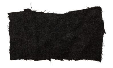 A piece of black satin fabric on a white background. Isolate a crumpled piece of fabric