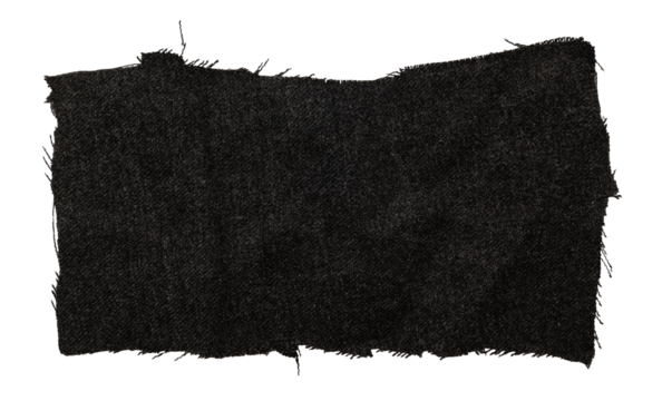 A piece of black satin fabric on a white background. Isolate a crumpled piece of fabric