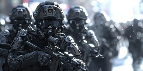 Naklejka premium Tactical Response (Black): Signifies the use of tactical strategies and responses by police to manage protests and ensure public safety