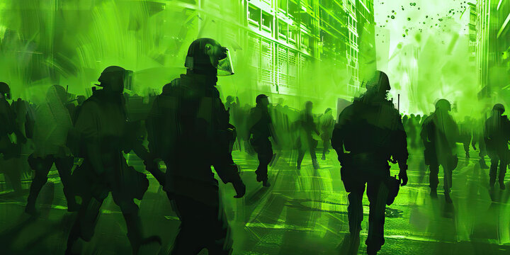 Dialogue (Green): Symbolizes the importance of open communication and dialogue between police and protesters to prevent escalation of tensions