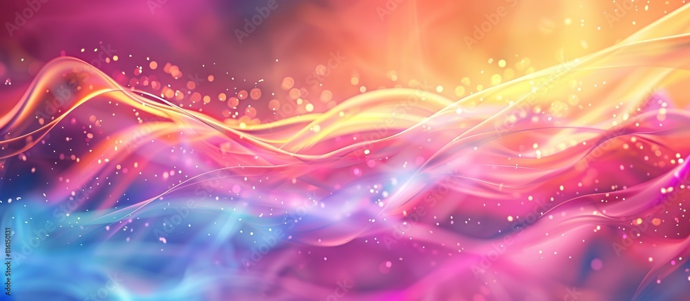Poster Abstract colorful light particles wave effects, creating an atmosphere of fantasy and magic.