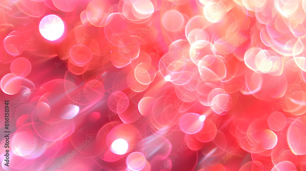 Aufkleber Coral blurry abstract background Bokeh lights toned in trendy pastel color : Generative AI