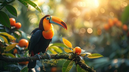 Obraz premium Exotic Brazilian Toucan Bird in Natural background.