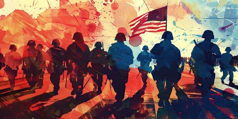 First Amendment Rights (Red, White, and Blue): Signifies the protection of First Amendment rights, including freedom of speech and assembly, in the context of police presence at protests