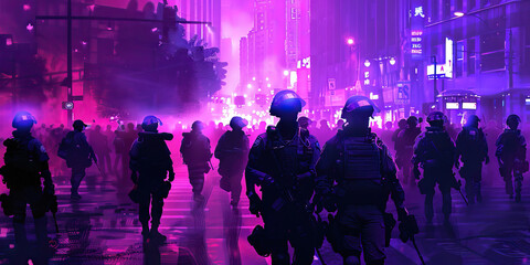 Obraz premium Legal Observers (Purple): Signifies the presence of legal observers, who monitor police actions at protests to ensure compliance with the law.