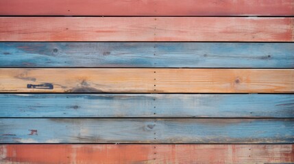 Obraz premium Striking image of vibrantly colored wooden slats with a touch of rustic wear and tear adding character