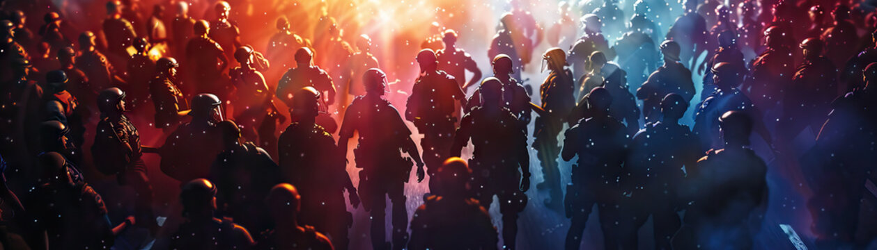 Crowd Dynamics (Silver): Symbolizes the understanding of crowd behavior and dynamics that inform police strategies and tactics at protests
