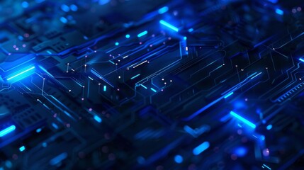 Obraz premium Circuit Board With Blue Lights