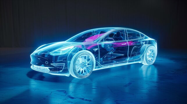 electric car hologram hyper realistic 