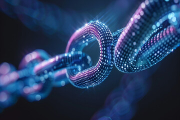 A chain made of binary numbers with a blue and purple background