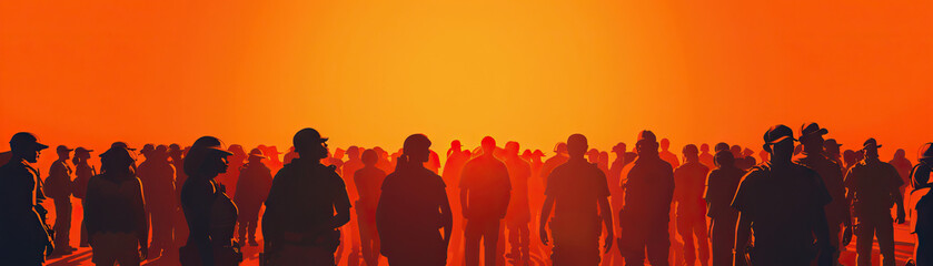Fototapeta premium Community Engagement (Orange): Symbolizes efforts by police to engage with the community and build positive relationships, including during protests