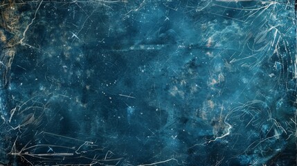 Vintage Blue Painting With Numerous Scratches