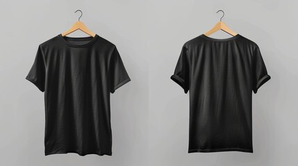 Two Black T-Shirts Hanging on a Hanger