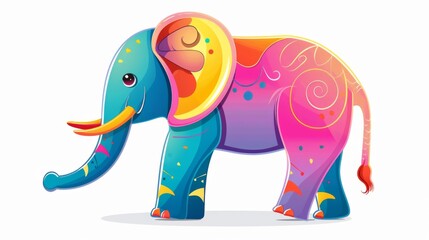 Fototapeta premium A playful take on a cartoon elephant decorated with colorful swirls and bright, cheerful tones
