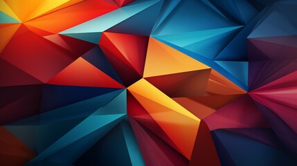 This image features a kaleidoscope of triangles in a 3D illustration, showcasing a spectrum of colors with depth and movement