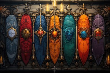 Fototapeta premium Cartoon flat design top view medieval theme water color Complementary Color Scheme