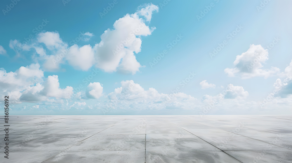 Aufkleber blue sky background cloud horizon with empty concrete floor : generative ai
