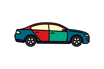 Original vector illustration. A passenger car. A contour icon.