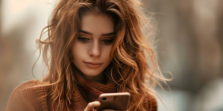 Young womans journey through nomophobia and technology dependences impact on her life. Concept Technology Dependence, Nomophobia, Mental Well-being, Young Woman, Impact on Life