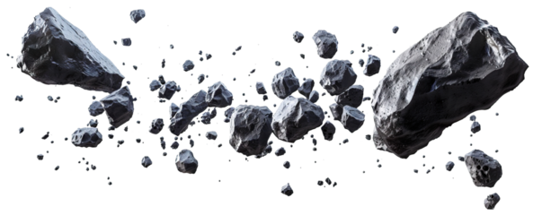 Flying asteroids cut out
