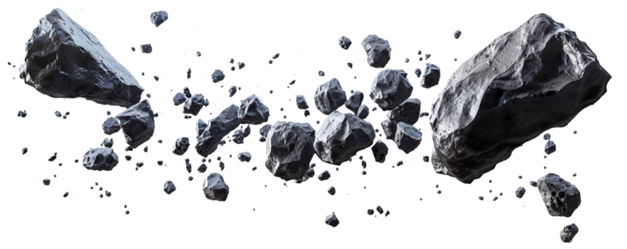 Flying asteroids cut out
