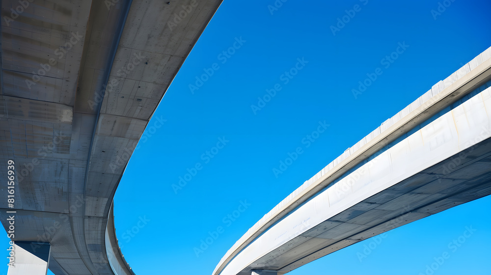 Poster side view of highway overpass with nature beautiful blue sky : generative ai