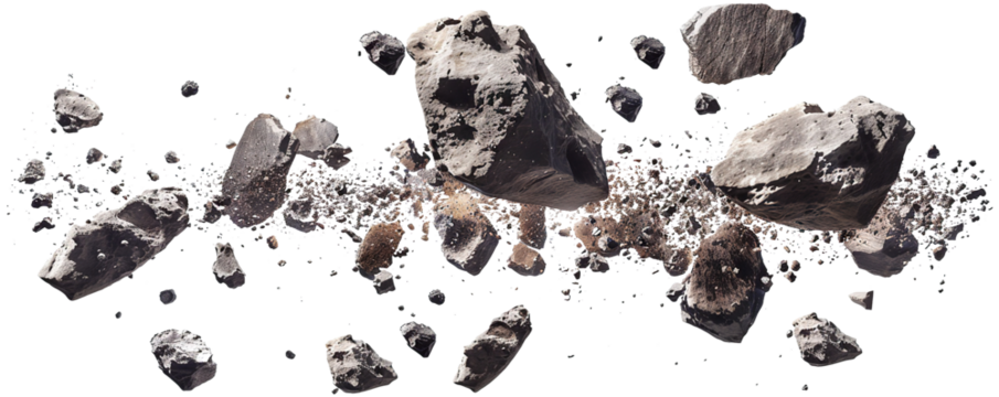 Flying asteroids cut out