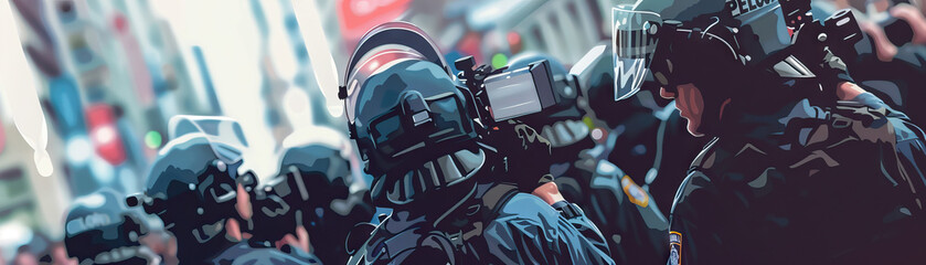 Media Coverage (Gray): Symbolizes the role of media in covering police actions at protests and shaping public perception