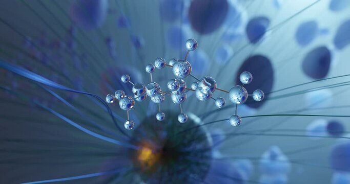 Citronellal rotating molecular 3d structure ball-and-stick model, looped video monoterpenoid aldehyde