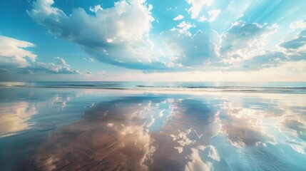 Clouds Reflecting on Sandy Beach