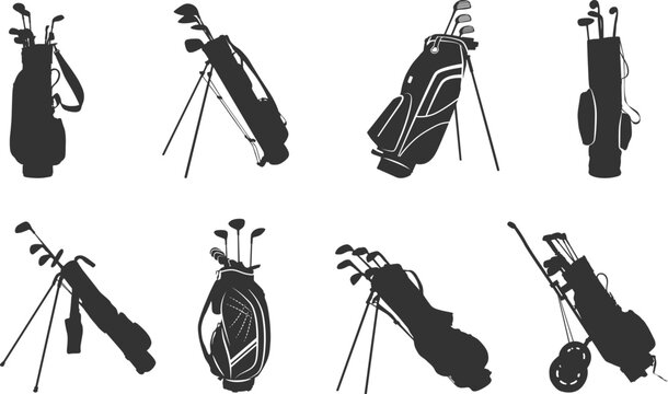 Golf bag silhouette, Golf bag SVG, Golf bag clipart, Golf bag logo, Golf bag icon, Golf bag vector illustration.