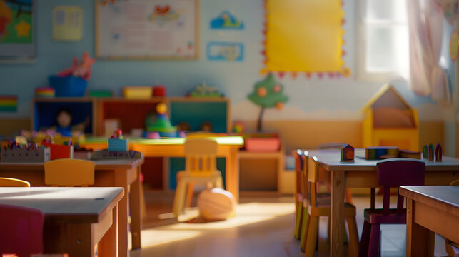 classroom of a daycare center without children and teacher : Generative AI