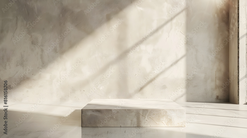 Leinwandbilder minimal natural stone texture product presentation placement podium showcase neutral beige empty tab