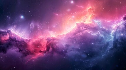 Purple gradient mystical sky with clouds and stars. The vibrant hues of purple blend seamlessly, creating a mesmerizing spectacle of the night sky.