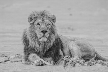 black and white photographs of lions and lionesses resting